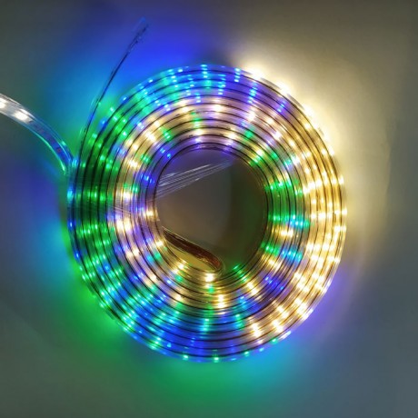 Silikonlu Şerit Led Işık 10 metre+Adaptör+RGB Renkli Şeffaf Set