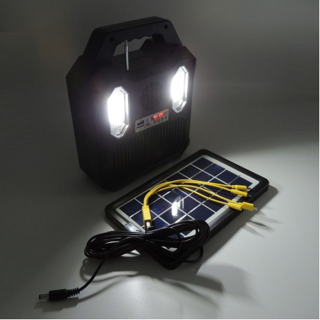  Solar Güneş Şarjlı+ İkaz Işıklı  Led Kamp Lambası FM Bluetooth MP3