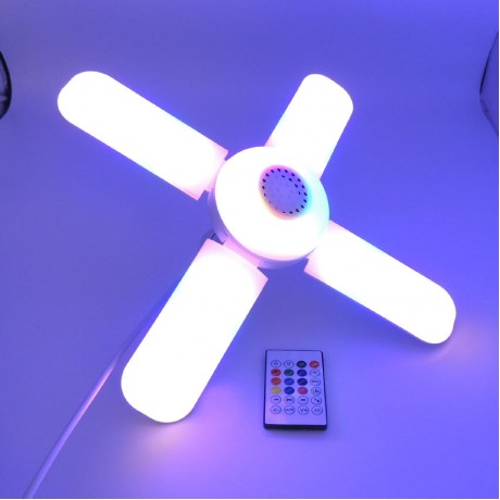 Bluetooth Müzik Pervane RGB Led Ampul Tasarruflu Beyaz Işık E27 