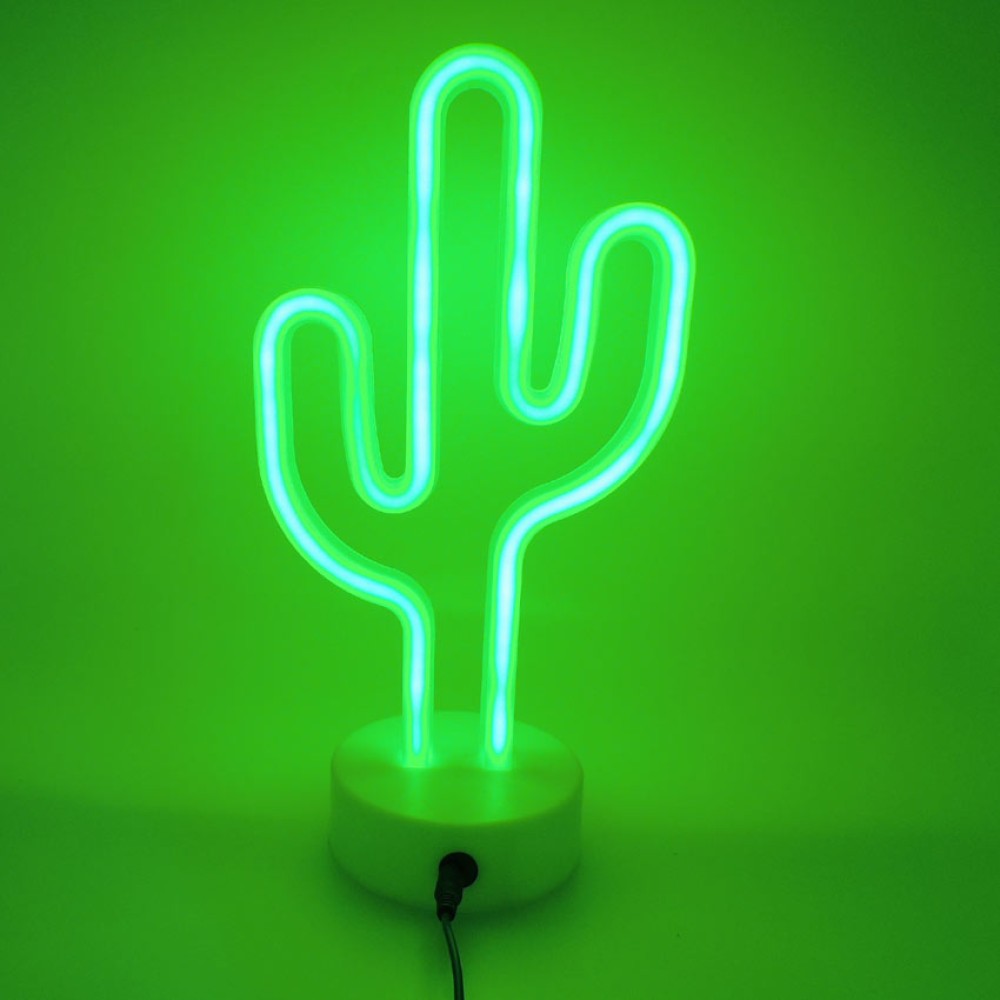  Dekoratif Kaktüs Neon Gece Lambası USB + Pilli Yeşil Işık