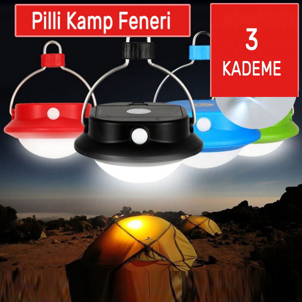 Pilli Kamp Çadır Feneri Askılı Led Çalışma Lambası Portatif