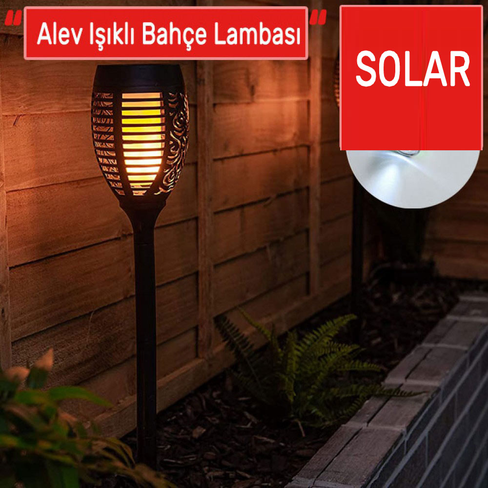 Meşale Güneş Enerjili Solar Led Bahçe Aydınlatma Lambası Saplamalı