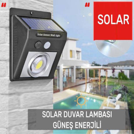 Solar Çok Amaçlı Güneş Enerjili Sensörlü COB Ledli Aplik Lamba